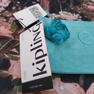 Kipling Nylon Teal Wrislet With Monkey  NWT